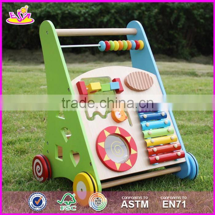 Wholesale best design multi push along wooden baby walking toys W08J001
