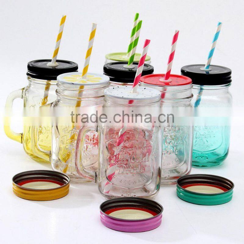 500ml Mason Glass Cup Drinking Jar with Handle Mug