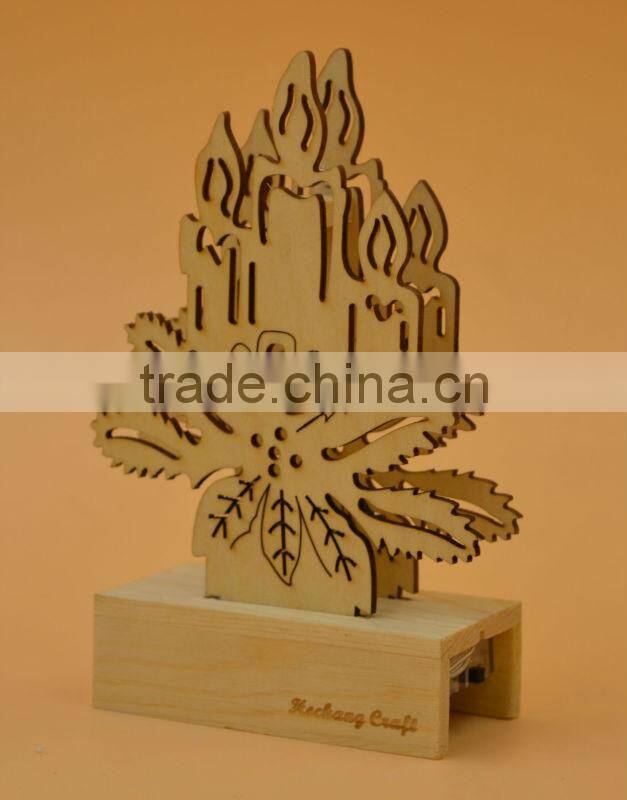 2015 newest top quality wooden Christmas decor gift with light