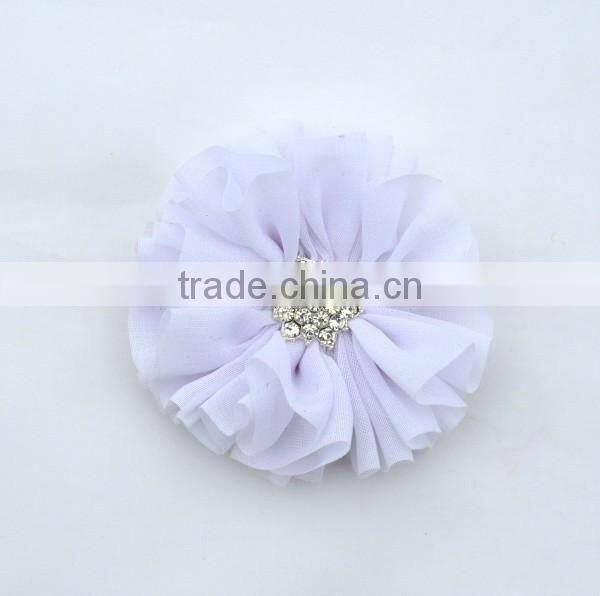 handmade chiffon flower with rhinestone for kids hair accessories