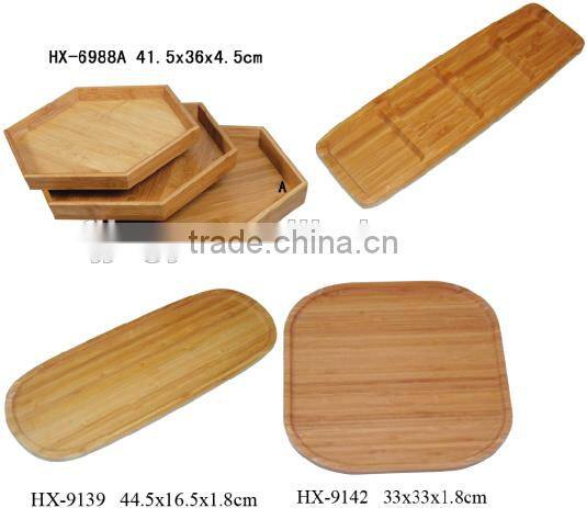 Enviromental Friendly Wholesales Round Bamboo Food Serving Plates