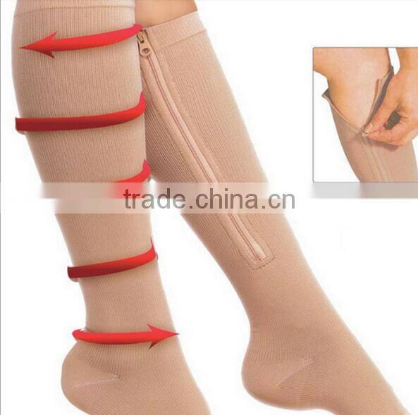 High quality zip knitting Compression Knee socks
