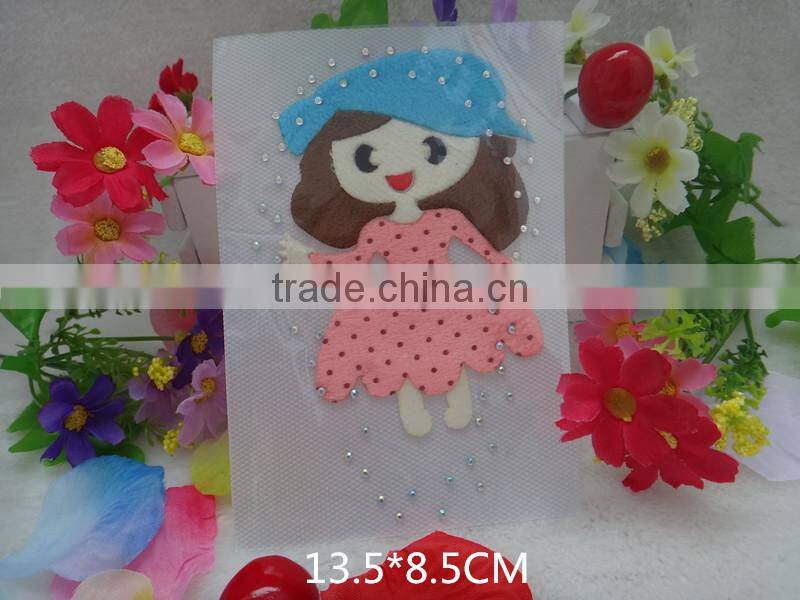 2016 hot sale cute lively custom heat transfer label sticker with diamond