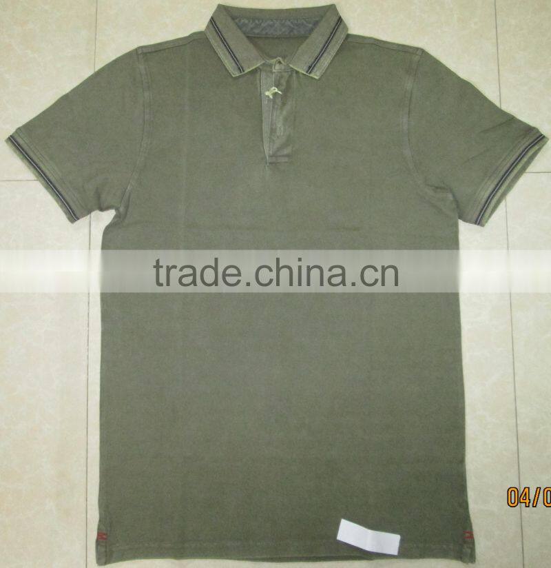 2017 Men's latest design Short sleeve antique dirty pigment washed polo shirts,