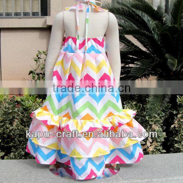 Chevron maxi backless kids dresses
