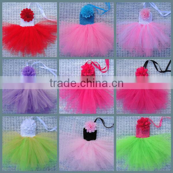 factory directly handmade sleeveless chiffon tutu shirt for babies