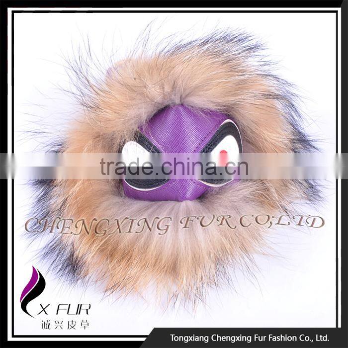 CX-R-48B 2017 Monster Raccoon Fur Keychain Hand Bag Decorations Key Ring