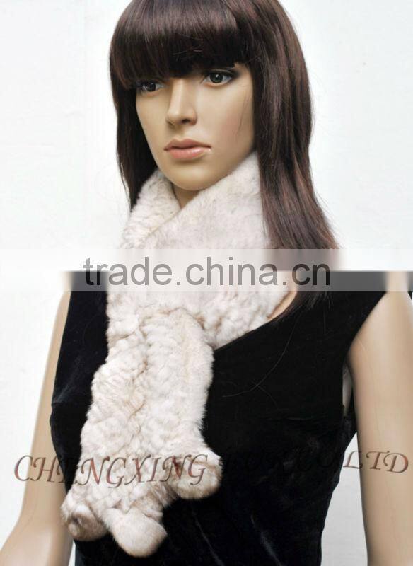 CX-S-18G Fashion Warm Ladies Dyed Fur Rex Rabbit Fur Square Scarf Wholesale