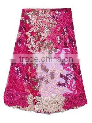 Wholesale African Wedding Lace Fabric Emboridery Dubai Lace With Sequins FL0184