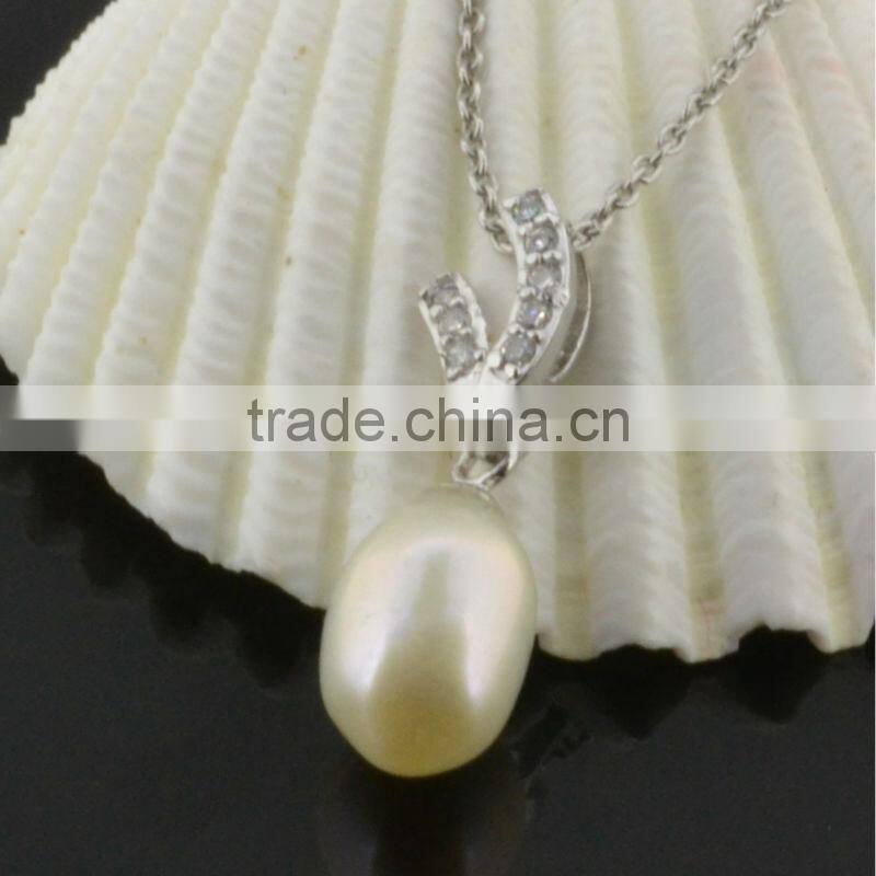Fashion jewelry factory lady's pearl necklaces silver