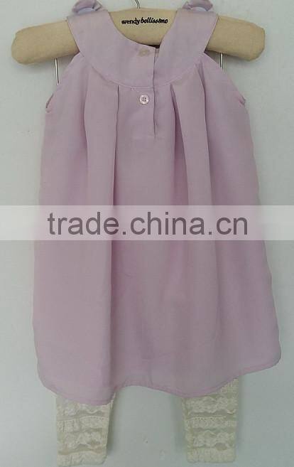 2016 cute baby girls purple cool dress with embroidered pants for summer