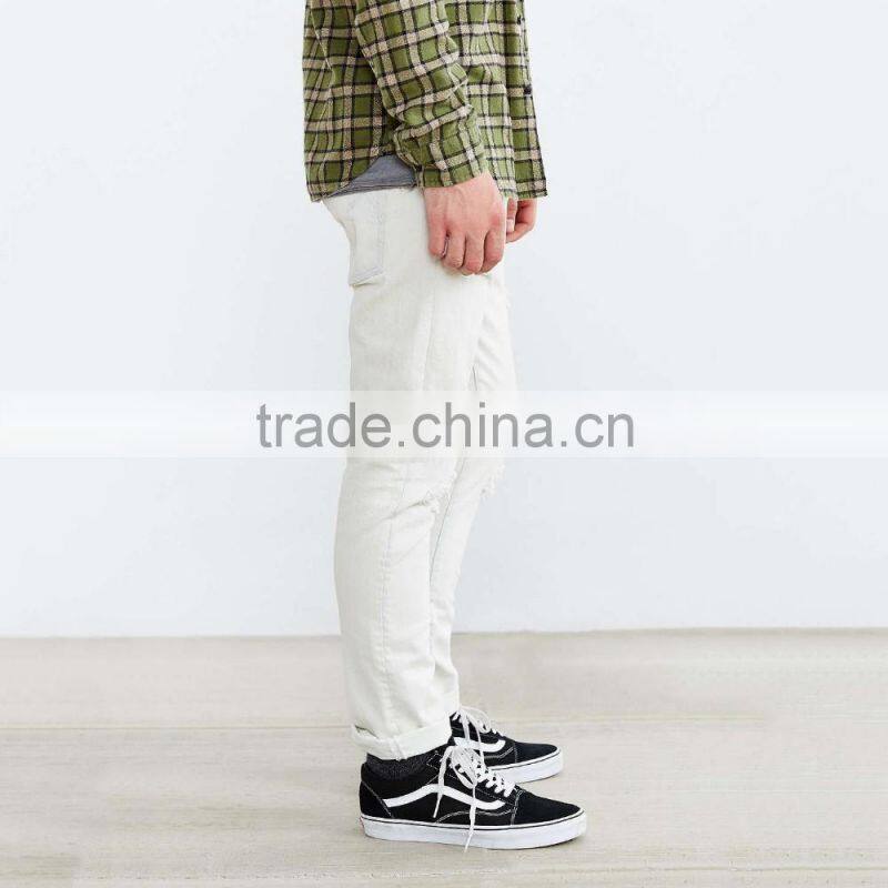 white plain ripped jeans 2016 men washed cheap wholesale China