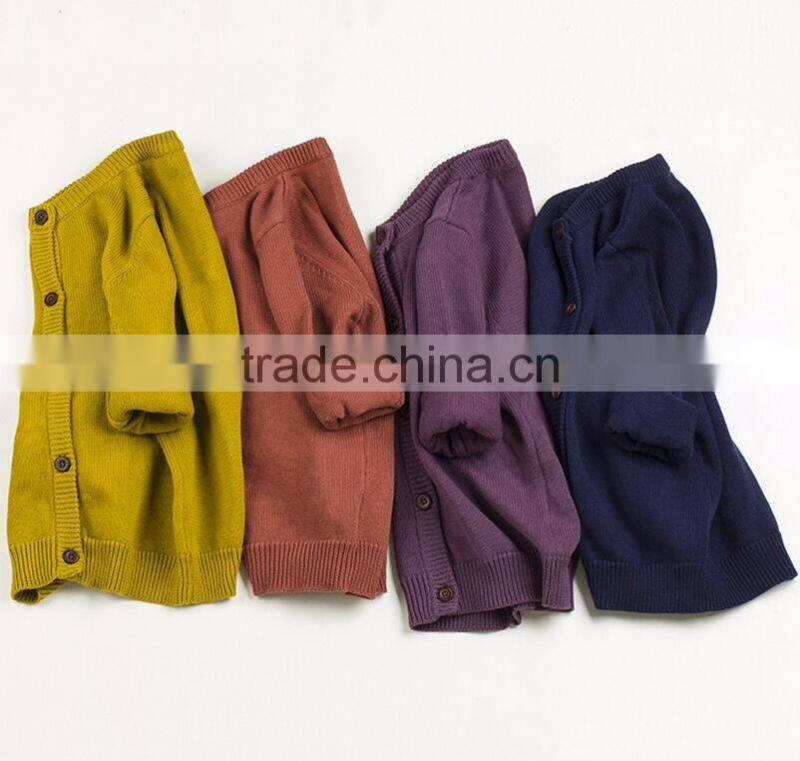 MGOO Stock Kids Knitting Sweater With Covered Buttons Knitwear Warm Cotton Children Outwear