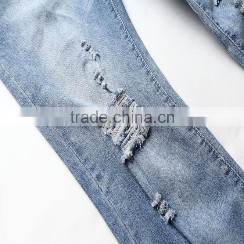 The new men's fashion men's jeans brand jeans hole personality male personality Slim comfortable pants