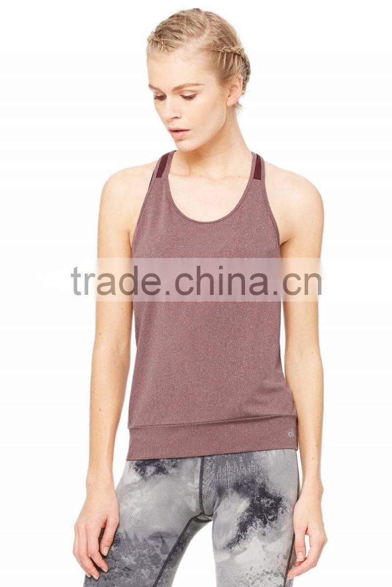 OEM Best Seller Ladies Gym Singlet Custom Tank Top Singlet Yoga Tank in Dark Grey Heather