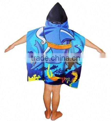 Adults and Childrens Hooded Poncho beach Robe Towelling Velour Printing