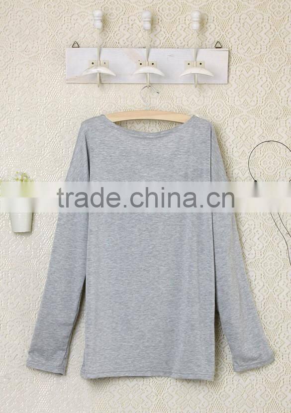 2016 wholesale women's heart pattern o-neck long sleeve t-shirt