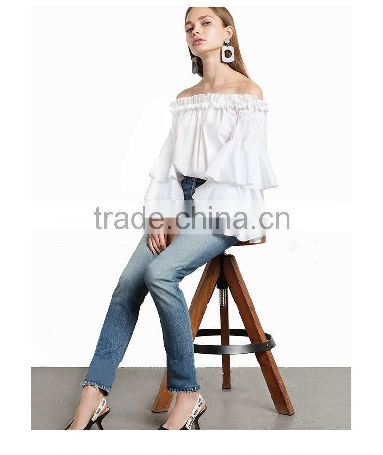 OFF SHOULDER long sleeve spring woman top 2017 latest fashion top design