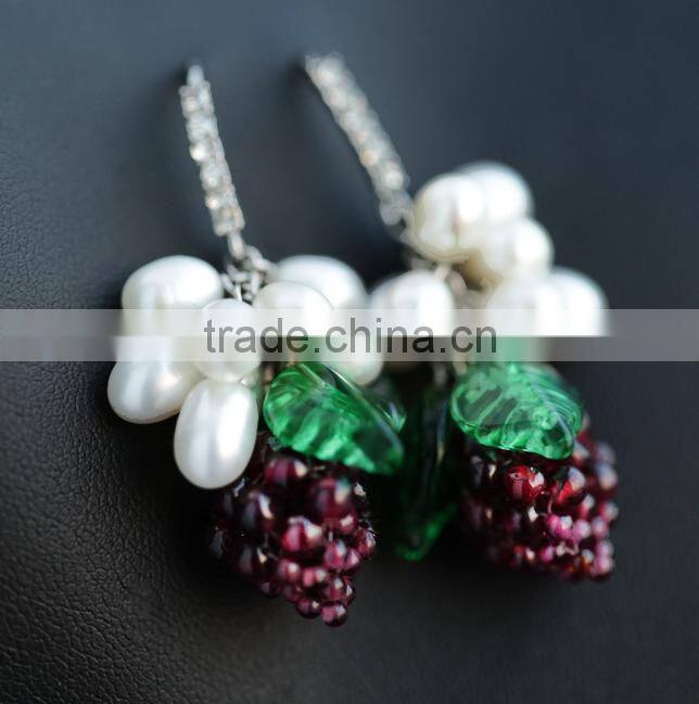 Unique Women Style Cascade Bead natural Pearl hook Earring Hanging pearl earrings pendant for women