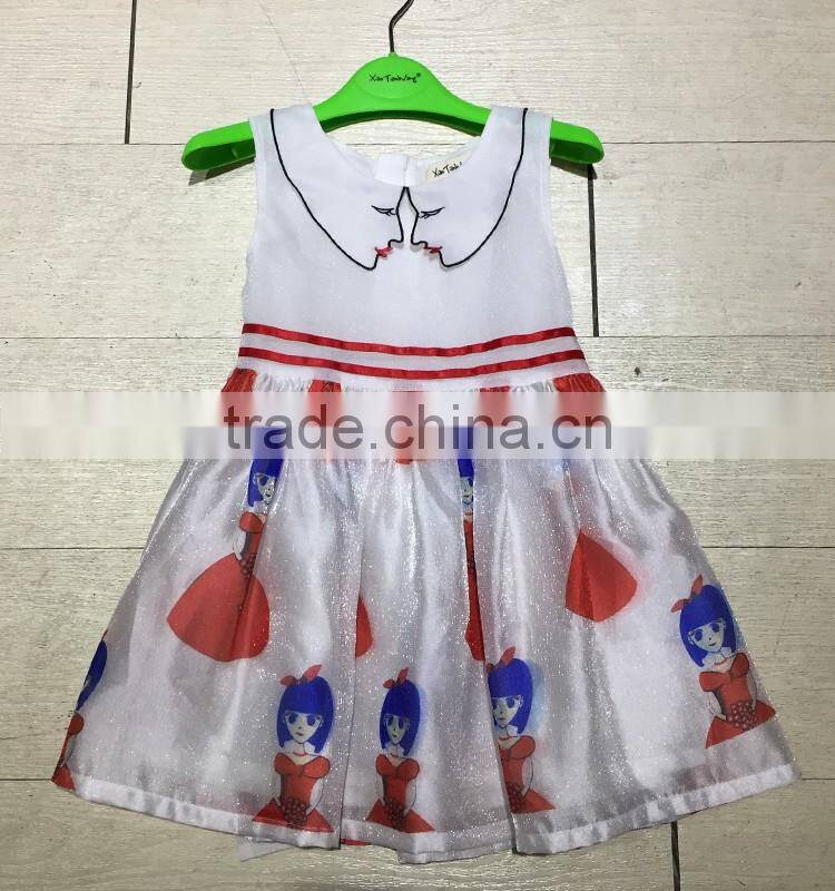 Kids 2017 baby girls vintage style popular design with printing and special collar designs