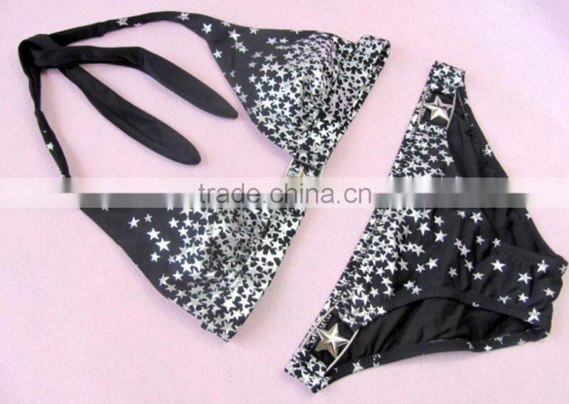 M866 dingyang fashion sexy latest metal five star split bikini swimwear