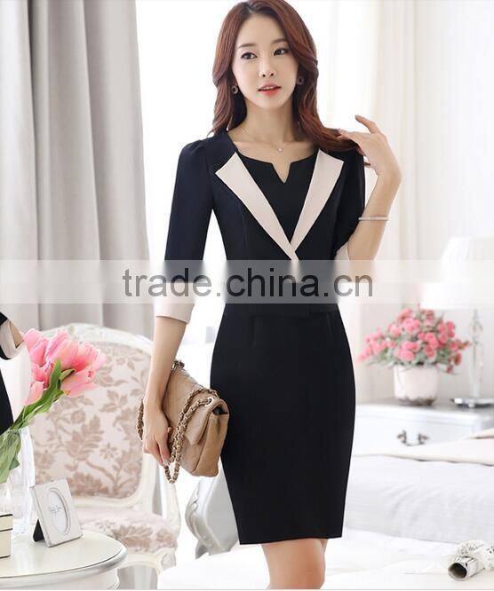 Wholesale Fashion Spring Knee Length 3/4 Sleeve Latest women formal office Dresses