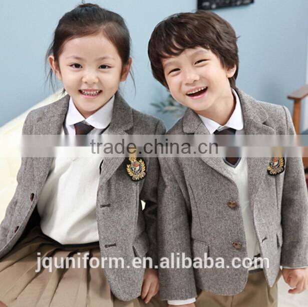 Custom classic UK Style grey coat primary school uniform wholesale