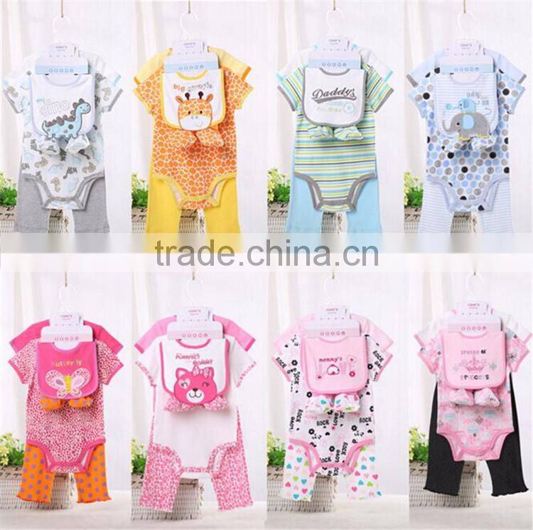 100%cotton 2016 summer baby short Sleeveromper clothing set