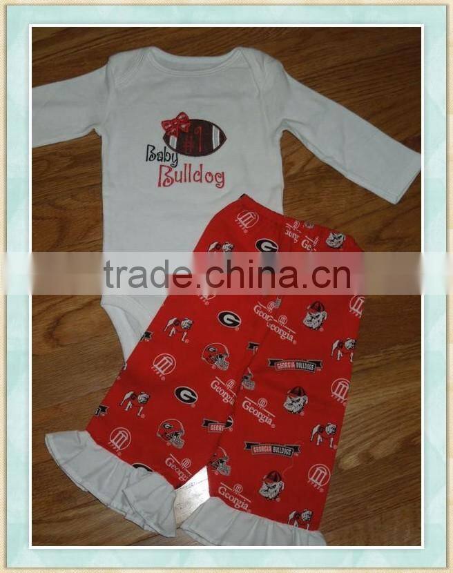 football season baby kids romper girl 100%cotton fall rompers kids clothes boutique girl clothing applique baseball ruffle pants