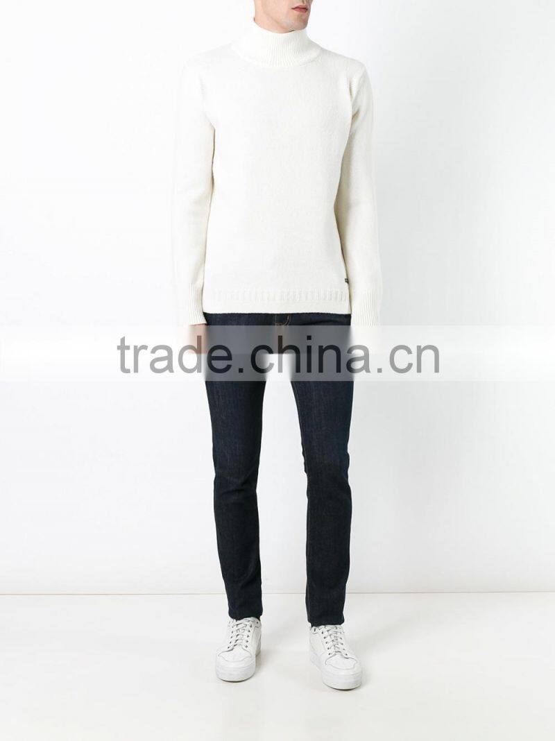 High Quality Cream Roll Neck Jumper Wool Sweater Men