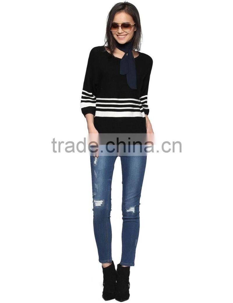 latest ladies broken hole distressed jeans hole /trousers