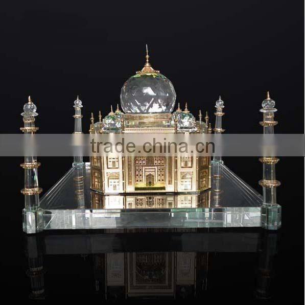 High Quality K9 crystal Taj Mahal model with 24k gold plating metal JC0002