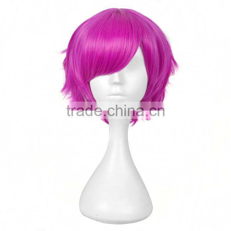 2016 Cheap Fashion Synthetic Hair Wig Rose Red Colored Cosplay Party Wig For Wholesale