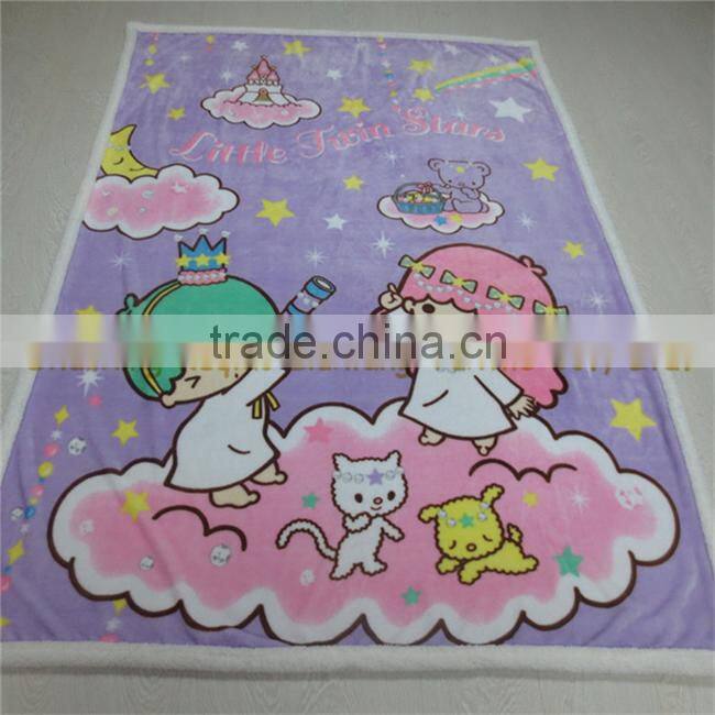Cartoon Style Sherpa Fleece blanket, baby cruddle blanket
