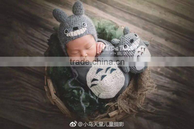 Knit Dragon Cat Bonnet and Toys Baby Boy Outfit Crochet Animal Dolls Knit Toys PhotographY Props