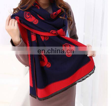Fashion Wholesale New Arrival Women Winter Carton Design Bear Cashmere Scarf