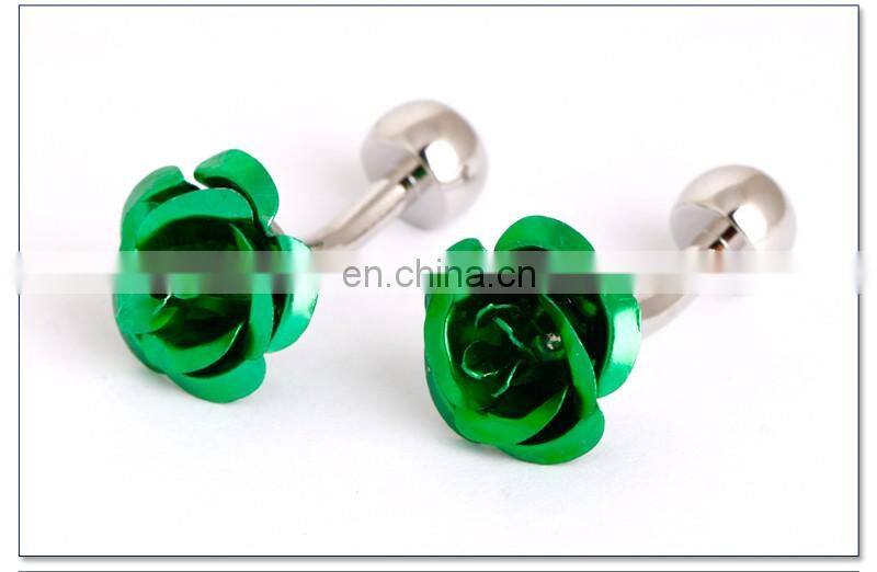 Elegant Green Flower Shirt Cufflinks