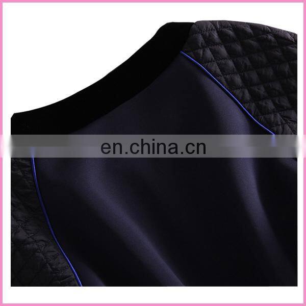 Fashion design patched long sleeve belted dress with front zipper