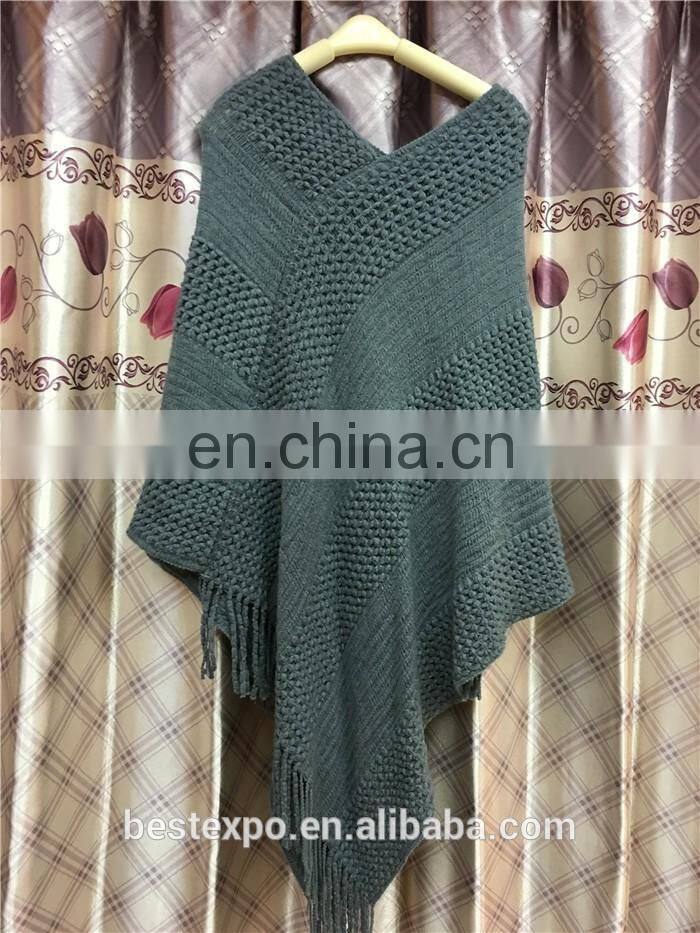 wholesale pullover knitted poncho wool sweater design for girl