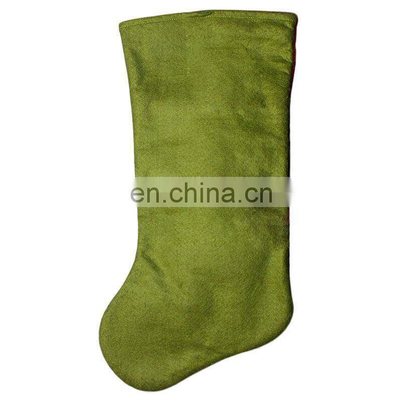 43CM Large 3D Green and Red High Quality Home Decoration Gift Christmas Stockings with Christmas Grass - Reindeer