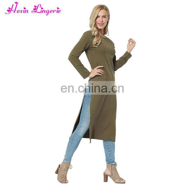 Factory Price Sexy Front Split Long Sleeve clothes long one piece women dress 2017