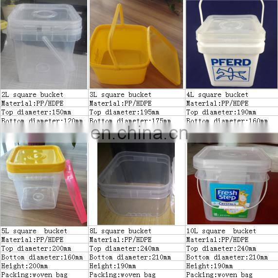 SGS certification 8L square plastic bucket for food packing with sealing lid
