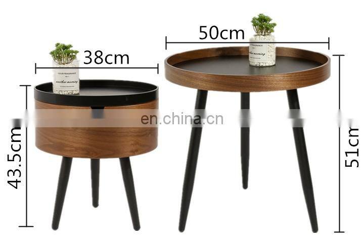 fashion style furniture Round Shape grey color Coffee tray Table and end table with single drawer storage for outdoor and indoor