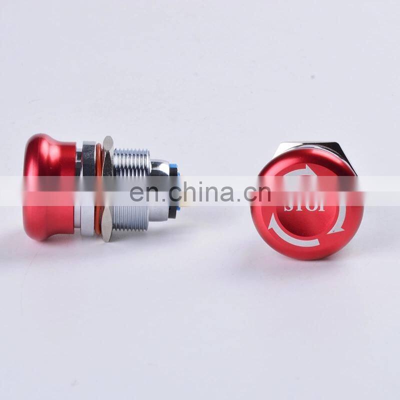 22mm Emergency Stop Button Switch 1NO 1NC Waterproof Stainless Steel Mushroom Metal Aluminum Latching Button Switch