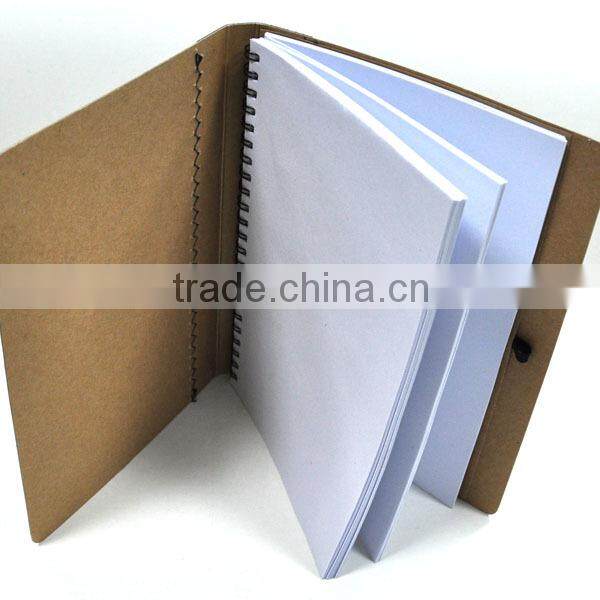 Hardcover stitching kraft non-woven notebook spiral notebook with pen