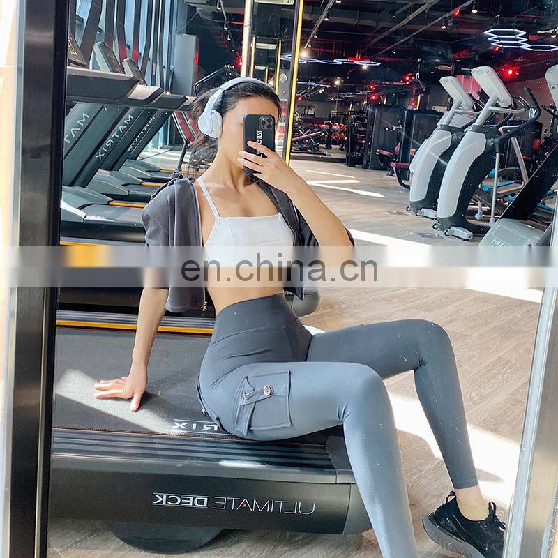 Wholesale sexy peach fitness pants women's tooling high-waist hip-lifting elastic tight-fitting yoga pants