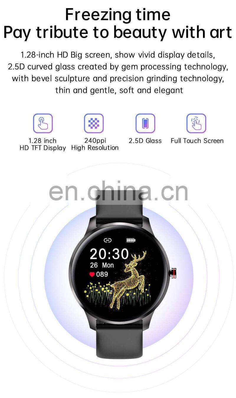 LW29 Women Men Smart Watch Message Reminder Sleep Monitoring Music Player Exercise Heart Rate Smart Watch Round Shape