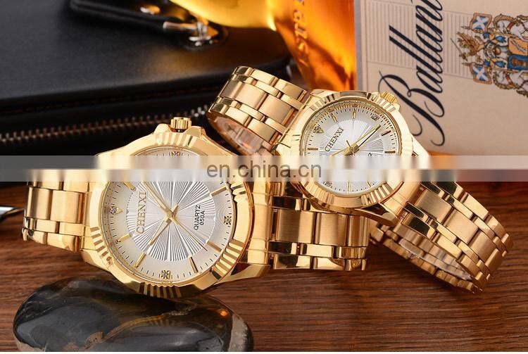 CHENXI 050A Casual Couple Quartz Watch Price Guangzhou Watch Market Stainless Steel Golden Japan Movt Diamond Quartz Wrist Watch