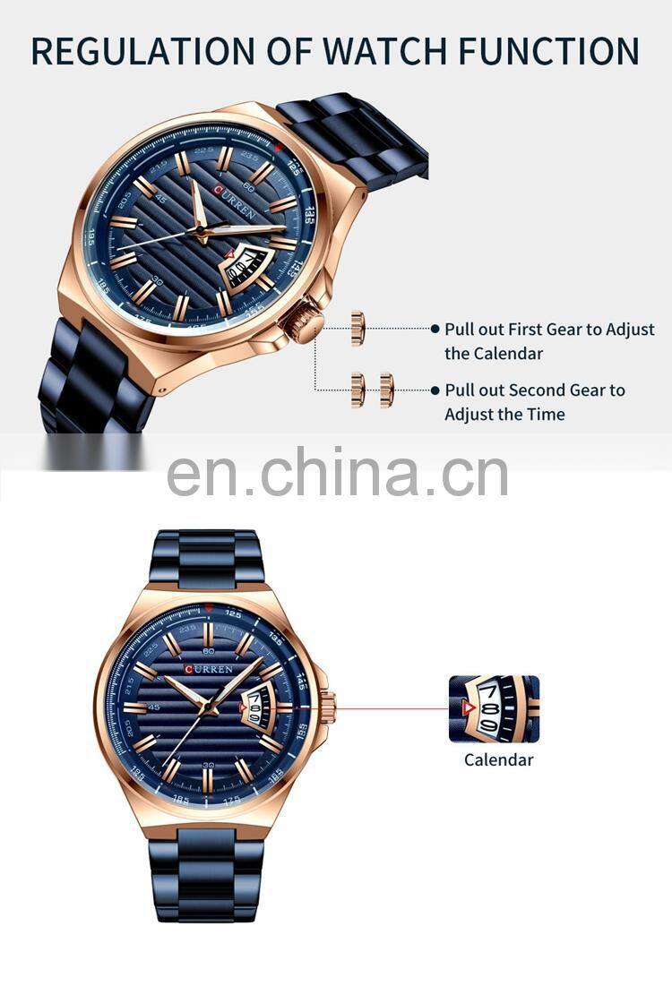 CURREN 8375 Fashion Business Men Watches Stainless Steel Strap Analog Quartz Japanese Watch
