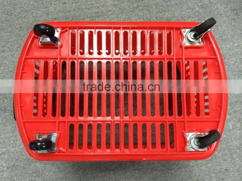 Shopping Basket with Wheels Plastic Handle and Bar Plastic Basket